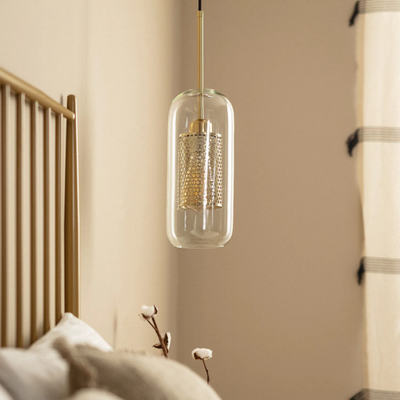 Lampa Wisząca Złota Szklana Zwis Abruzzo Nobbile E27