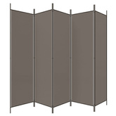 Parawan 5-panelowy, antracytowy, 250x200 cm, tkanina