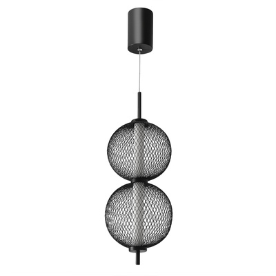 Lampa wisząca druciana PUMA z kloszami kulami 14 x 38 cm – designerskie oświetlenie salonu LED 3000K
