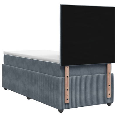 Łóżko kontynentalne z materacem ciemnoszary 90 x 200 cm Welur
