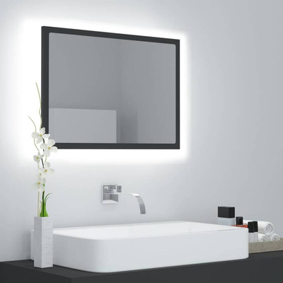 vidaXL Lustro łazienkowe z LED, szare, 60x8,5x37 cm, akryl