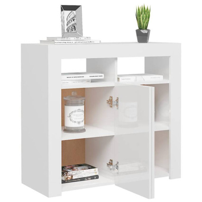 vidaXL Szafka z oświetleniem LED, biała, wysoki połysk, 80x35x75 cm