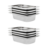 Pojemniki gastronomiczne 8 szt., GN 1/4, 65 mm, stal nierdzewna