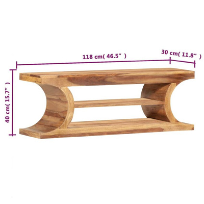 vidaXL Szafka pod TV, 118x30x40 cm, lite drewno sheesham model standard