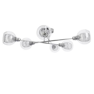 Lampa sufitowa chromowa szklany klosz z koszyczkiem 6x40W Dixi Candellux 36-61362