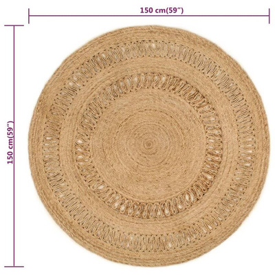 vidaXL Ręcznie pleciony dywan z juty, 150 cm, okrągły model standard