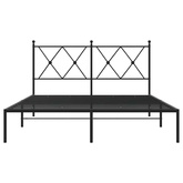 Metalowa rama łóżka z wezgłowiem, czarna, 140x190 cm