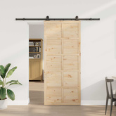 Drzwi przesuwne 100 x 208 cm Lite drewno sosnowe naturalny