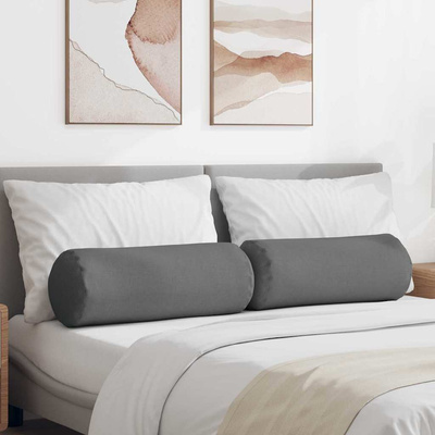 Poduszki Wałkowe 2 pcs Ciemnoszary ? 25 x 70 cm tkanina