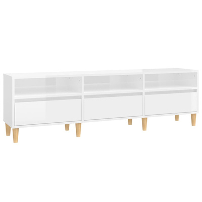 vidaXL Szafka pod TV, wysoki połysk, biała, 150x30x44,5 cm