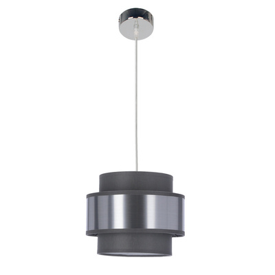 Lampa wisząca z abażurem Hare chromowa szaro-srebrna do salonu