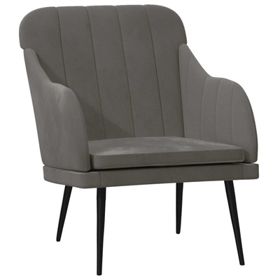vidaXL Fotel, ciemnoszary, 63x76x80 cm, obity aksamitem