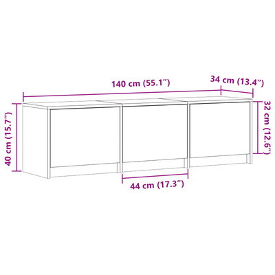 Szafka RTV z LED 140x34x40 cm Szary Sonoma Drewno inżynieryjne