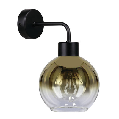 Lampa Kinkiet Czarny 1X40W E27 Klosz Złoty Lady