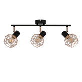 Lampa ścienna sufitowa listwa potrójna czarna klosz miedziany Acrobat 93-22219