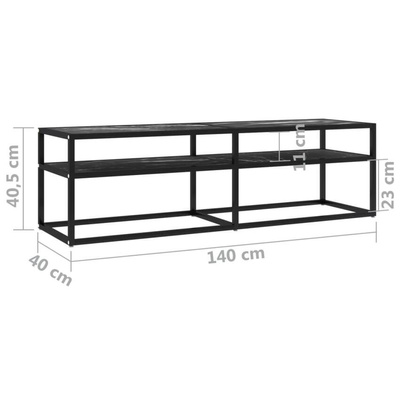 vidaXL Szafka pod TV, czarny marmur, 140x40x40,5 cm, szkło hartowane