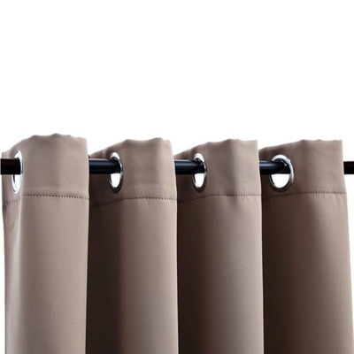 vidaXL Zasłona zaciemniająca z metalowymi kółkami, taupe, 290x245 cm