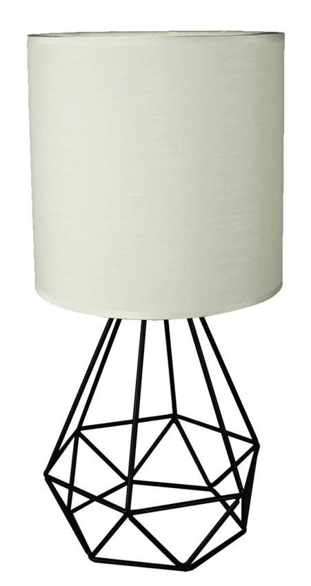 Lampka nocna Graf kremowa z abażurem metalowa lampa stołowa