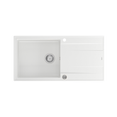 EVAN 146 XL GraniteQ zlewozmywak z syfonem Push 2 Open 1-komorowy z/o (1000x500x210; kom. 420x480) snow white / elementy stalowe