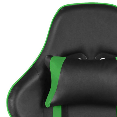 vidaXL Obrotowy fotel gamingowy z podnóżkiem, zielony, PVC