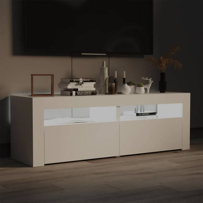 Szafka pod TV z oświetleniem LED, biała, 120x35x40 cm vidaXL