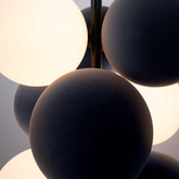 Lampa wisząca Szklana 4 kule świetlne i 6 kul dzwiekochłonnych Szarych 4xG9 60 cm Abruzzo Vino