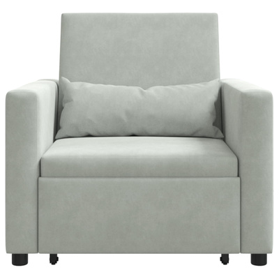 Rozkładana sofa jednoosobowa z kółkami Jasnoszary Aksamit
