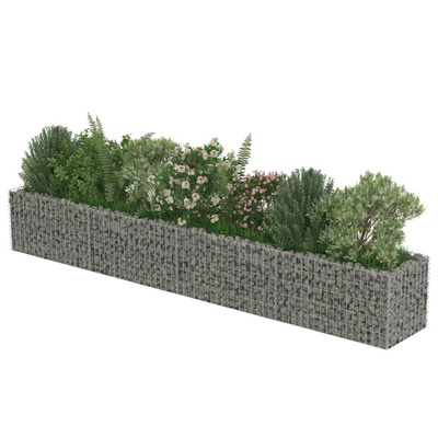 vidaXL Podwyższona donica gabionowa, galwanizowana stal, 360x50x50 cm
