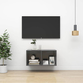 vidaXL Wisząca szafka pod TV, wysoki połysk, szara, 37x37x72 cm