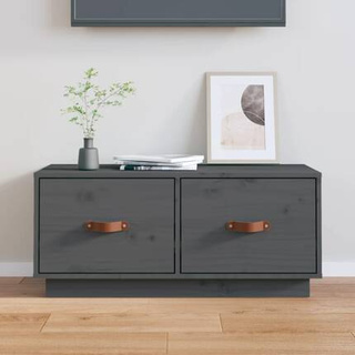 vidaXL Szafka pod TV, szara, 80x34x35 cm, lite drewno sosnowe