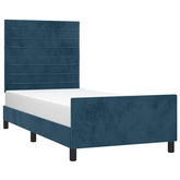 Rama łóżka z zagłówkiem, ciemnoniebieska, 90x190 cm, aksamitna vidaXL