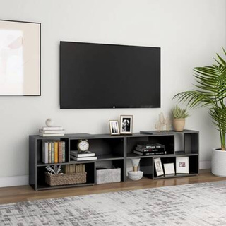 vidaXL Szafka pod TV, szara, wysoki połysk, 149x30x52 cm