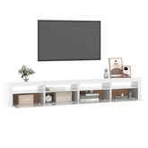 vidaXL Szafka pod TV z oświetleniem LED, biała z połyskiem,240x35x40cm