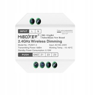 MiBoxer PUSH1-3 dopuszkowy moduł ściemniający PUSH 3 strefy 2.4 GHz Milight