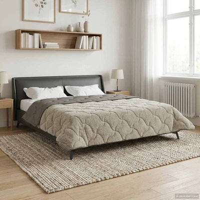 Letni Kołdra Jasnoszary 200 x 240 cm Mikrofibra i Fleece Teddy