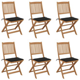 vidaXL Składane krzesła ogrodowe z poduszkami, 6 szt., drewno akacjowe