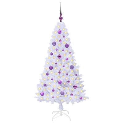 Sztuczna choinka z 150 diodami LED Biały 150 cm PVC i stal