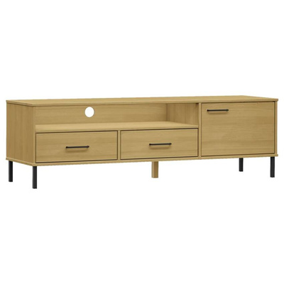 vidaXL Szafka pod TV OSLO, metalowe nóżki, brązowa, sosnowa model standard