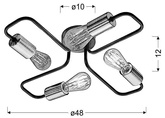 Lampa sufitowa 4xE27 48cm czarna HERPE 34-66923