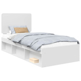 Ramka łóżka Z zagłówkiem Biały 75 x 190 cm Lite drewno sosnowe