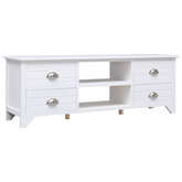vidaXL Szafka pod TV, biała,108x30x40 cm, drewno paulownia