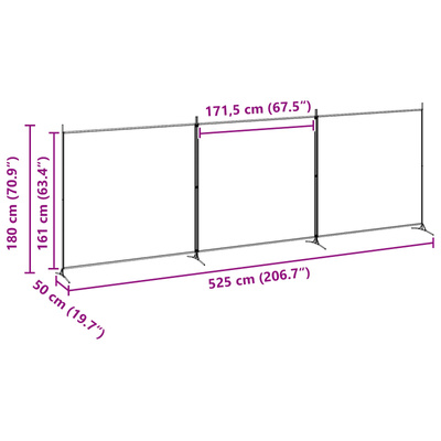 4-panelowy parawan Beżowy 525 x 180 cm tkanina