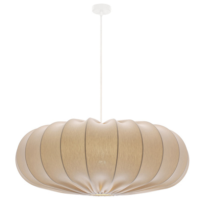 Lampa wisząca CAFEE' skandynawska z abażurem beżowym frappe 66 cm - nowoczesne oświetlenie sufitowe do salonu i jadalni E27