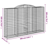 Kosze gabionowe, 11 szt, 300x50x180/200cm, galwanizowane żelazo
