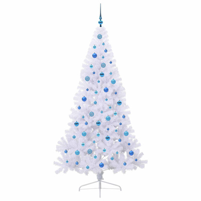 Sztuczna choinka z 300 diodami LED Biały 210 cm PVC i stal