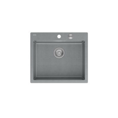 MORGAN 110 GraniteQ zlewozmywak silver stone z syfonem Push To Open stal szlachetna 1-komorowy b/o + zaczepy 4 szt