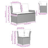 2 szt. Sofa ogrodowa z podłokietnikami i sofą narożną Rattan PE