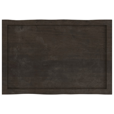 Blat, ciemnobrązowy 80x50x(2-6) cm drewno z naturalną krawędzią