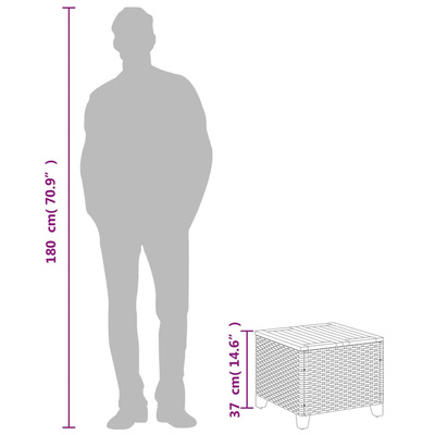 Stolik ogrodowy, czarny, 45x45x37 cm, polirattan i akacja