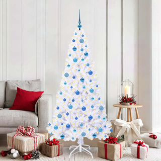 Sztuczna choinka z 300 diodami LED Biały 180 cm PVC i stal